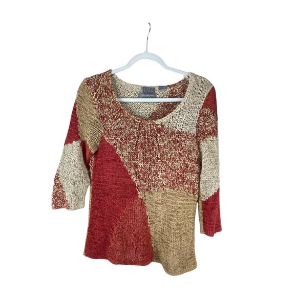 Sigrid Olsen Multicolor Patchwork Knit Sweater Women's Handmade M Artsy Casual - Picture 1 of 8